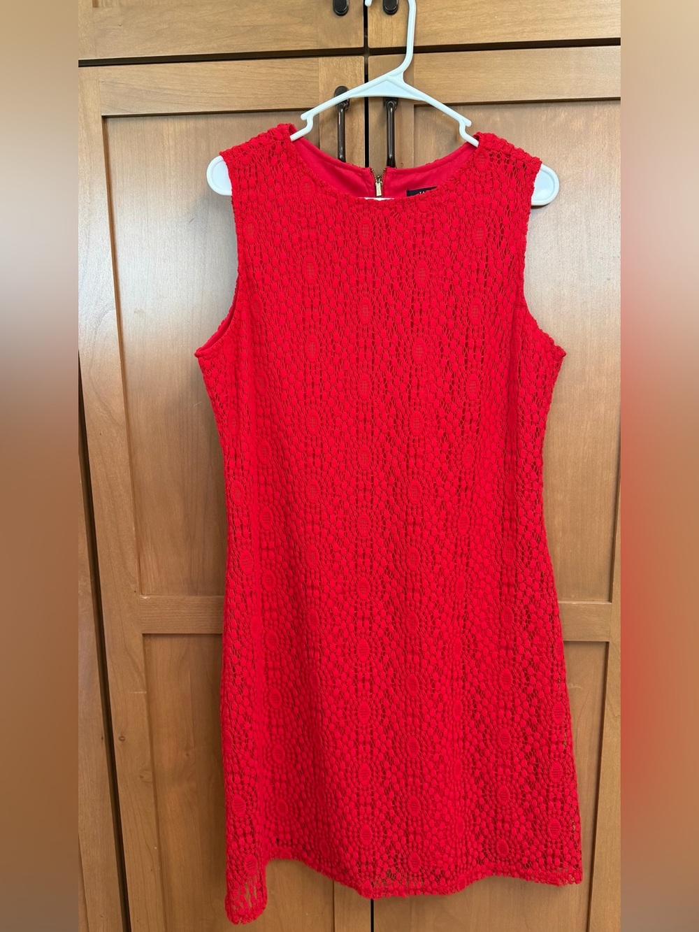 Zac & Rachel Red Sleeveless Lace Shift Dress